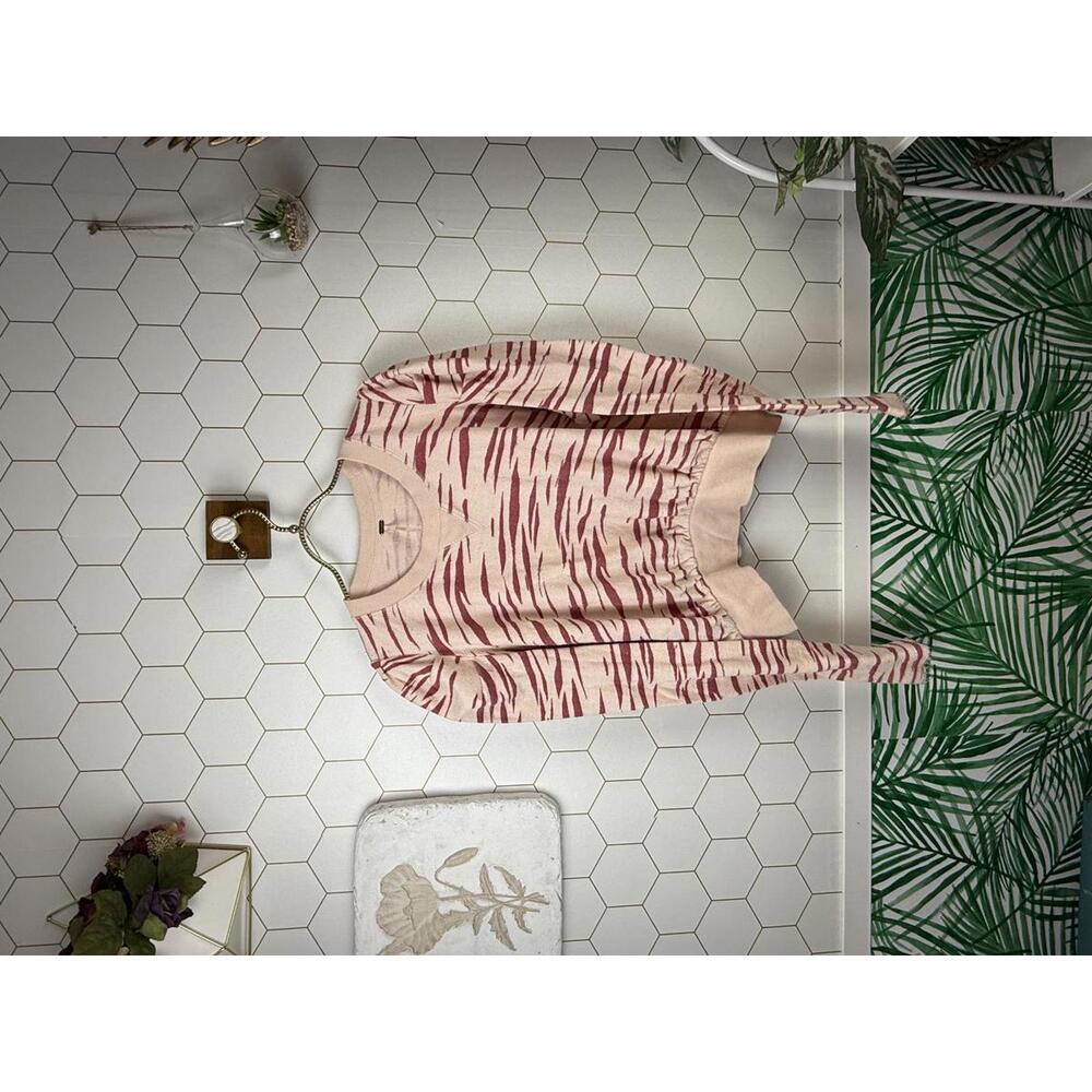 Free People Too Good Pink Knit Zebra Cropped Pullover Sweater - Size - Large